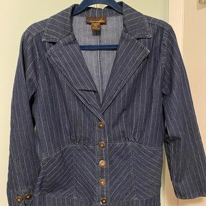Ashley Stewart Vintage striped denim blazer women’s size 12 dark blue. Nice fit.